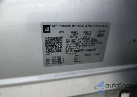 2020 Chevrolet Blazer 3Lt из США, поврежденный, VIN 3GNKBDRS3LS640707